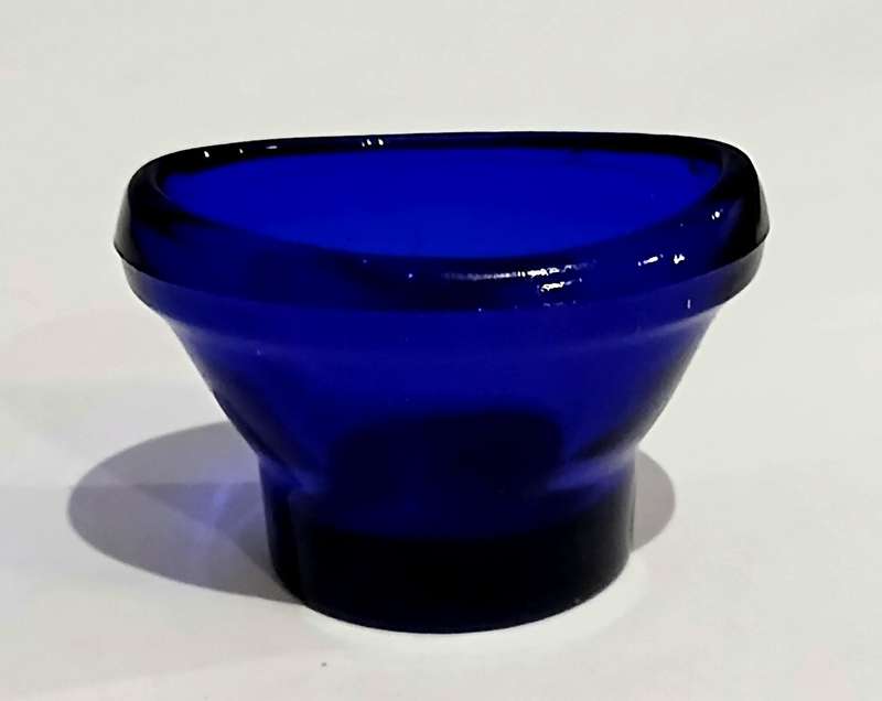 Vintage Cobalt Blue Glass Optrex Eye Rinse Cup - A Glimpse into Early Eye Care History!