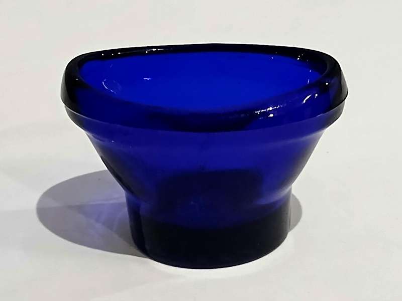 Vintage Cobalt Blue Glass Optrex Eye Rinse Cup - A Glimpse into Early Eye Care History!