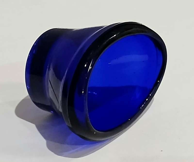 Vintage Cobalt Blue Glass Optrex Eye Rinse Cup - A Glimpse into Early Eye Care History!