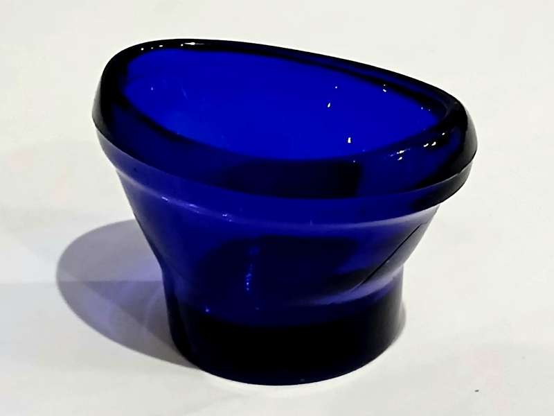 Vintage Cobalt Blue Glass Optrex Eye Rinse Cup - A Glimpse into Early Eye Care History!
