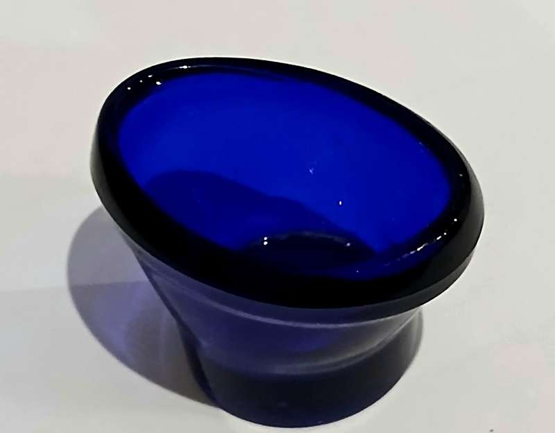 Vintage Cobalt Blue Glass Optrex Eye Rinse Cup - A Glimpse into Early Eye Care History!