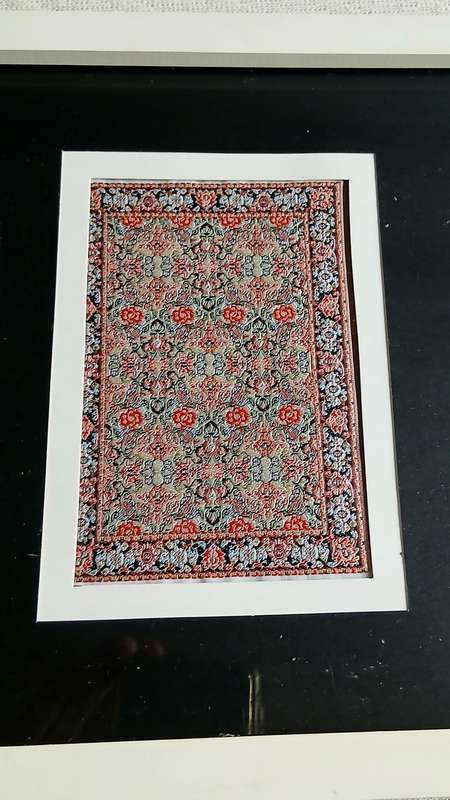 Vintage Miniature Woven Carpet Design Samples - Framed Decorative Art