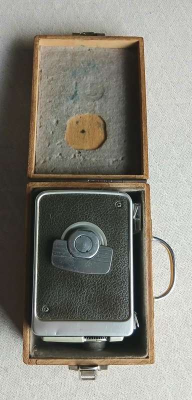 Vintage Kodak Brownie 8mm Movie Camera with Unique Homemade Wooden Case  A Piece of Filming History