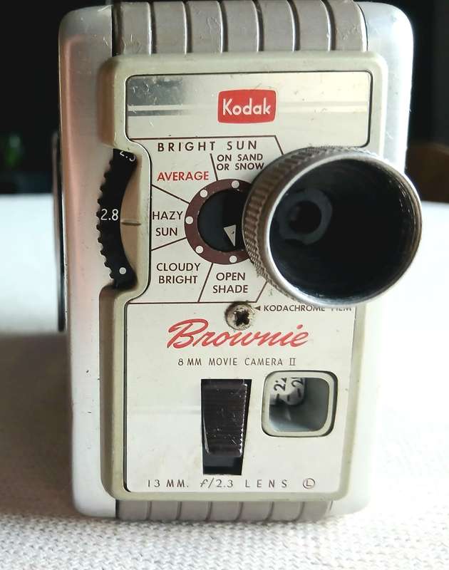 Vintage Kodak Brownie 8mm Movie Camera with Unique Homemade Wooden Case  A Piece of Filming History