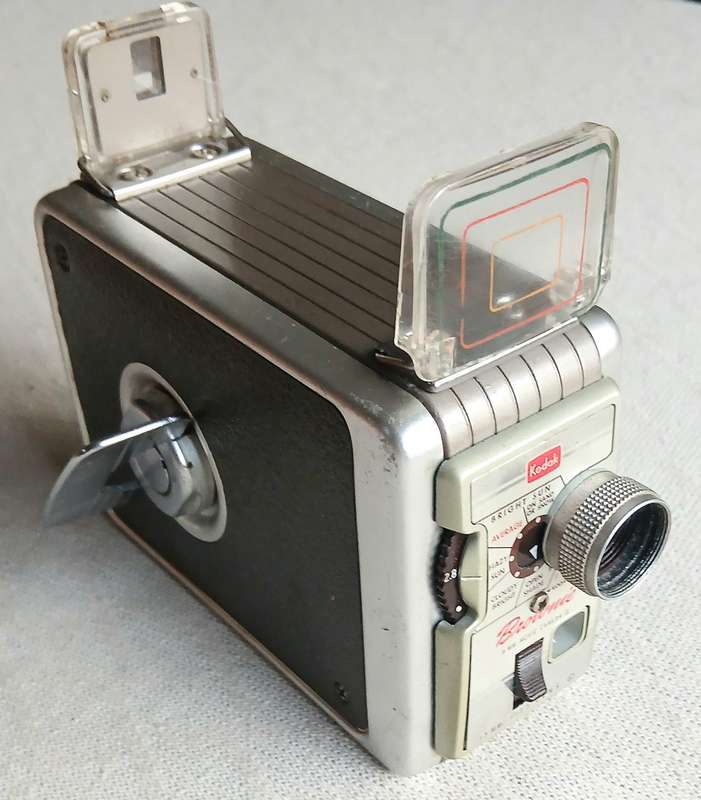 Vintage Kodak Brownie 8mm Movie Camera with Unique Homemade Wooden Case  A Piece of Filming History