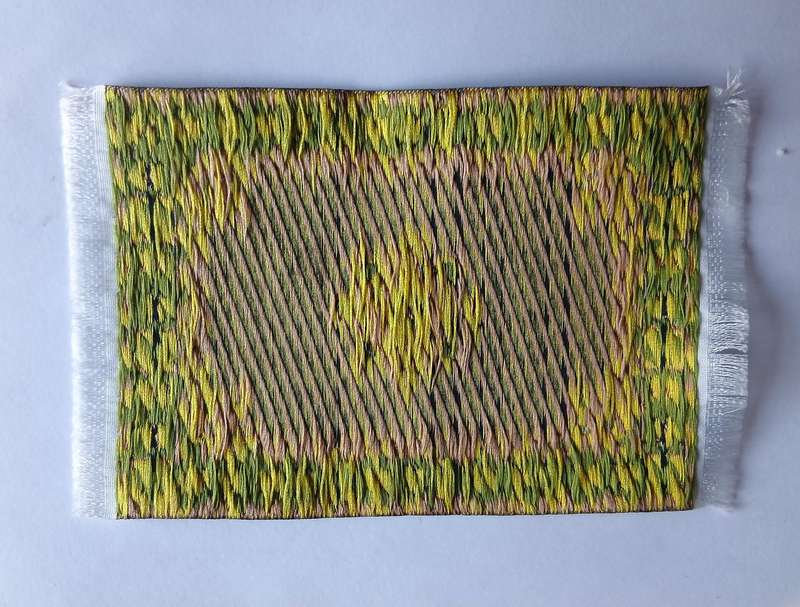 Doll's House Miniature Carpet - Vintage Woven Rug - Green Oriental Design