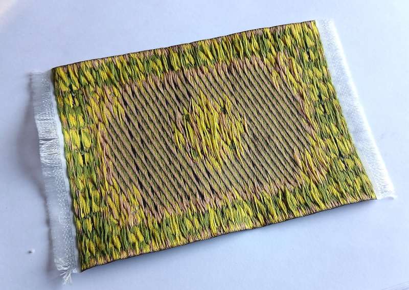 Doll's House Miniature Carpet - Vintage Woven Rug - Green Oriental Design