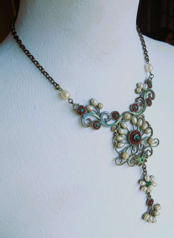 Bohemian Victorian Style Bronze Statement Necklace