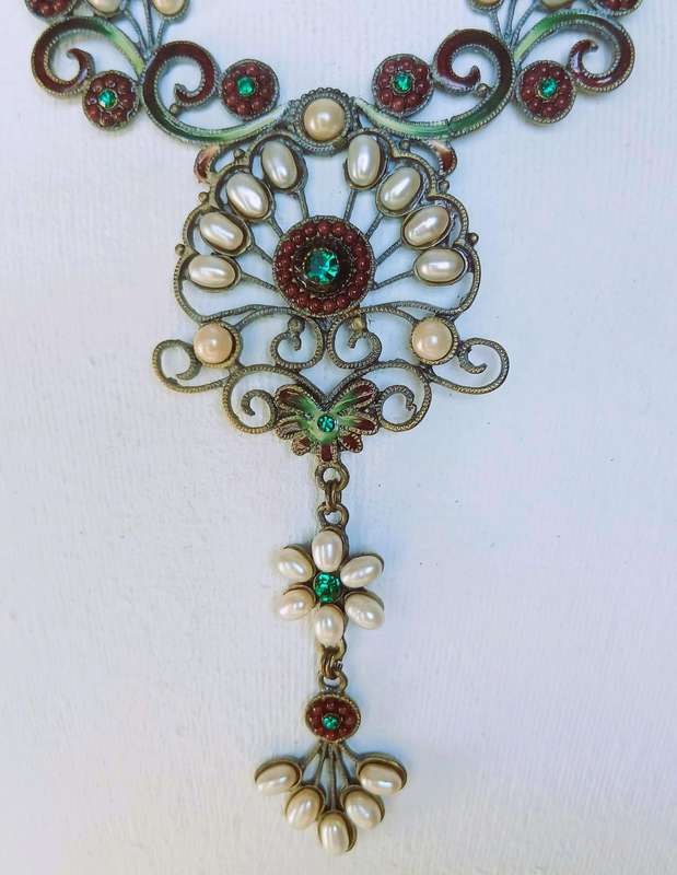 Bohemian Victorian Style Bronze Statement Necklace