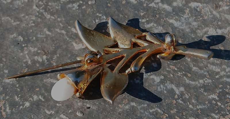 Vintage Mid-Century Gold Plated Lily Brooch Pin with Faux Marcasite & Milk Glass