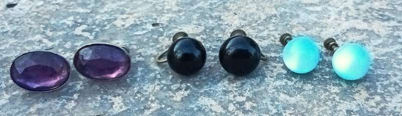 Job Lot: Three Pairs of Vintage Screw-Back Earrings - A Colourful Collection