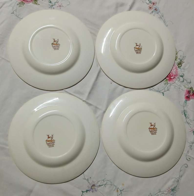 Collectable Susie Cooper 'Coffee Time' Vintage Side Plates - Floral & Green Stripe