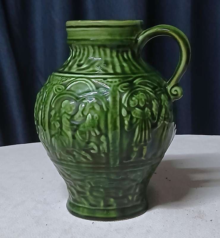 Charming Vintage German/Austrian Folk Art Embossed Ceramic Jug / Pitcher