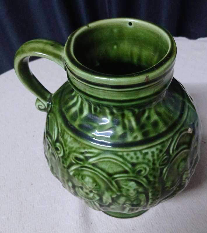 Charming Vintage German/Austrian Folk Art Embossed Ceramic Jug / Pitcher