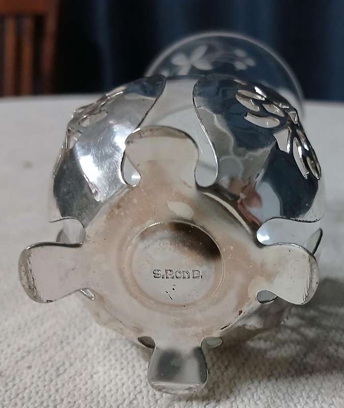 Elegant Vintage German Genuine Hand-cut Crystal Bud Vase with Ornate Silver-Plated Holder