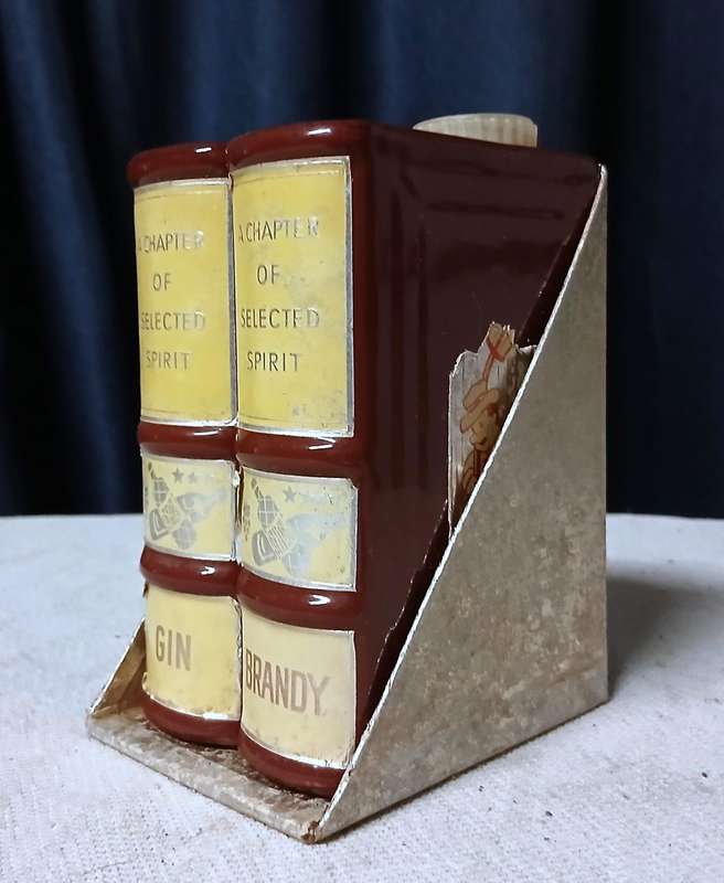 Vintage West German Book-Shaped Novelty Decanters - Gin & Brandy Pair