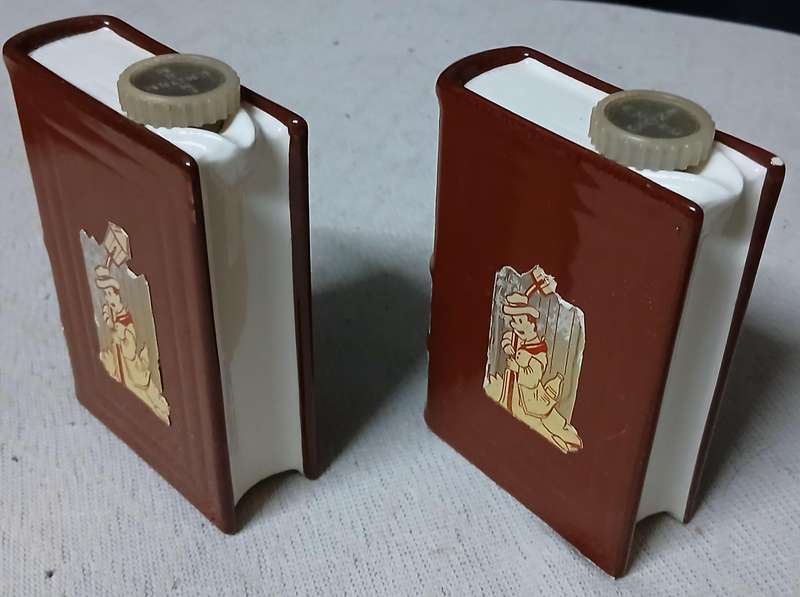 Vintage West German Book-Shaped Novelty Decanters - Gin & Brandy Pair