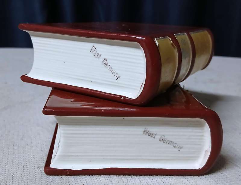 Vintage West German Book-Shaped Novelty Decanters - Gin & Brandy Pair