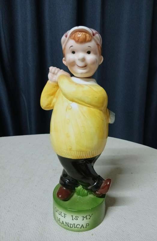 Vintage Ceramic Golfer Figural Decanter - "Golf Is My Handicap"