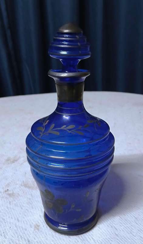 Exquisite Vintage Venetian Cobalt Blue Gilded Decanter  A Jewel for Your Collection