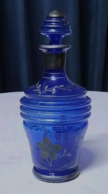 Exquisite Vintage Venetian Cobalt Blue Gilded Decanter  A Jewel for Your Collection