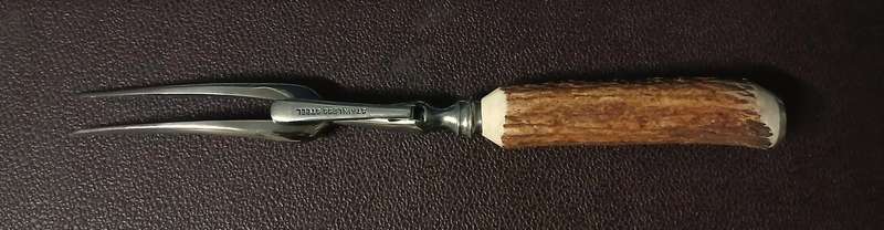 Vintage Priestley & Moore Antler Handle Carving Set - Sheffield, England c1950/60