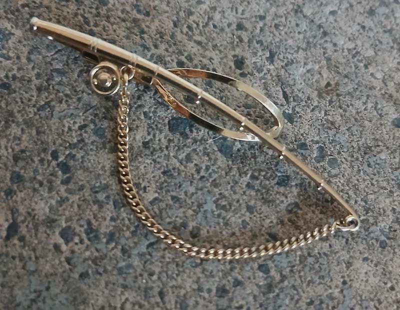 Vintage Gold-Tone Stratton Imitation Fishing Rod Tie Clip - Made in England