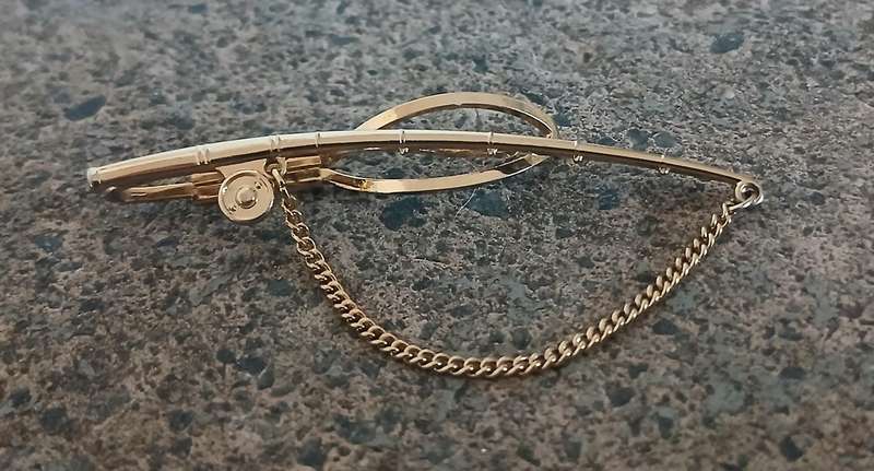 Vintage Gold-Tone Stratton Imitation Fishing Rod Tie Clip - Made in England