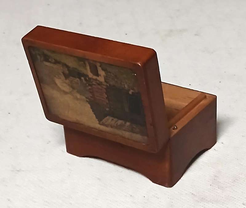 Vintage Reuge Wooden Music Box with Alpine Scene - Made in Switzerland (c. 1950s-1960s)
