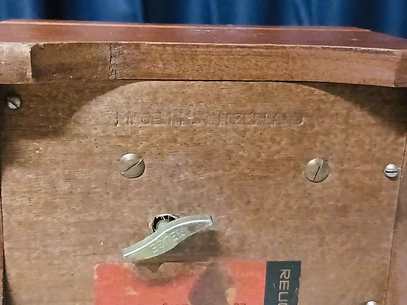 Vintage Reuge Wooden Music Box with Alpine Scene - Made in Switzerland (c. 1950s-1960s)