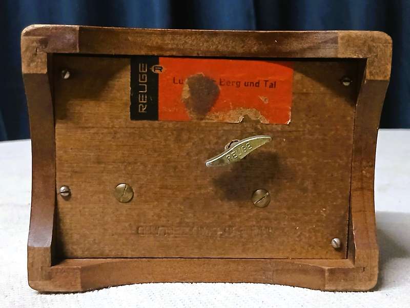 Vintage Reuge Wooden Music Box with Alpine Scene - Made in Switzerland (c. 1950s-1960s)