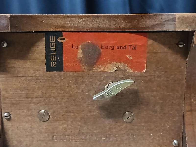 Vintage Reuge Wooden Music Box with Alpine Scene - Made in Switzerland (c. 1950s-1960s)