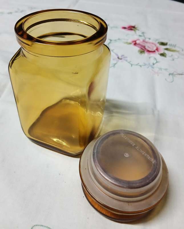 Set of 3 Vintage Empoli-Style Amber Glass Storage Jars - Made in Italy