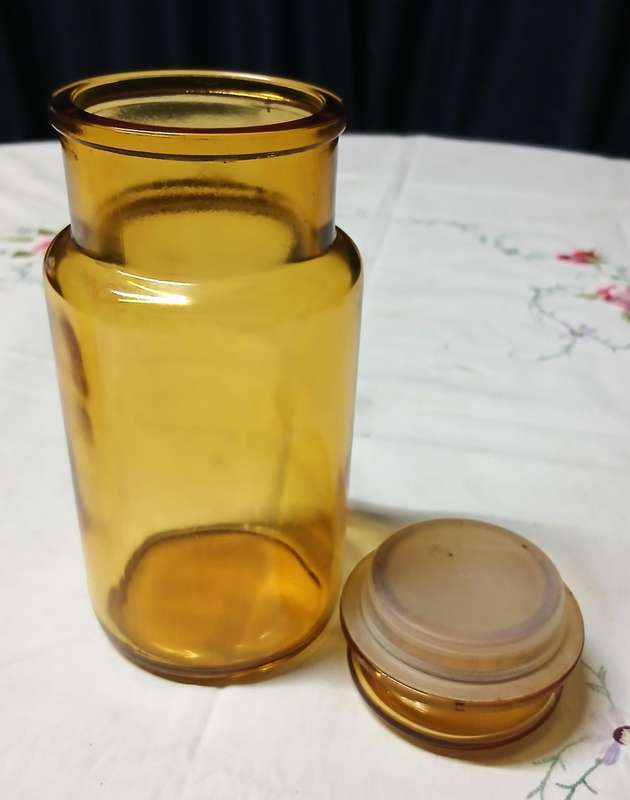 Set of 3 Vintage Empoli-Style Amber Glass Storage Jars - Made in Italy