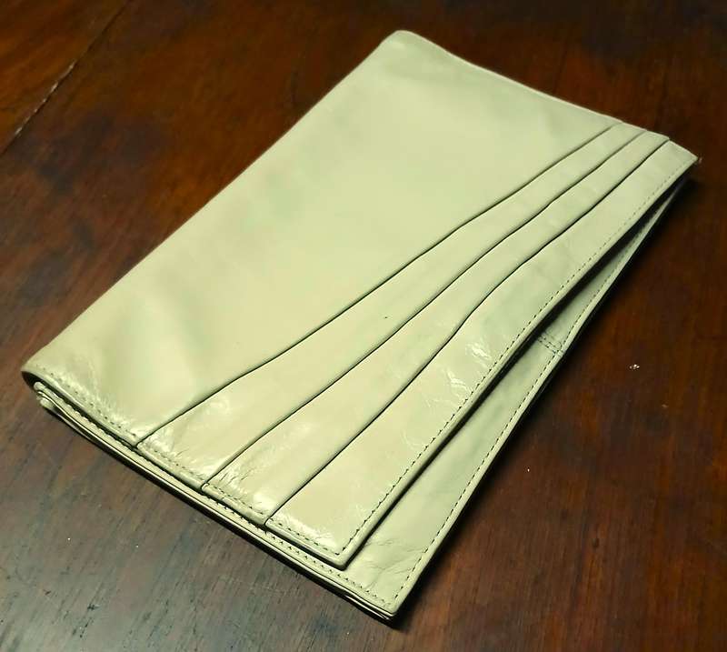 Vintage 1970s Christin Genuine Leather Clutch Bag - Cream Coloured & South African Crafted