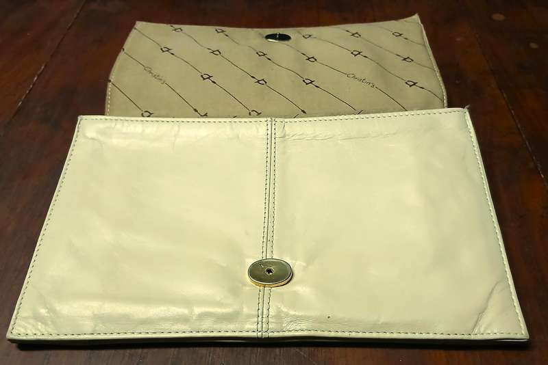 Vintage 1970s Christin Genuine Leather Clutch Bag - Cream Coloured & South African Crafted