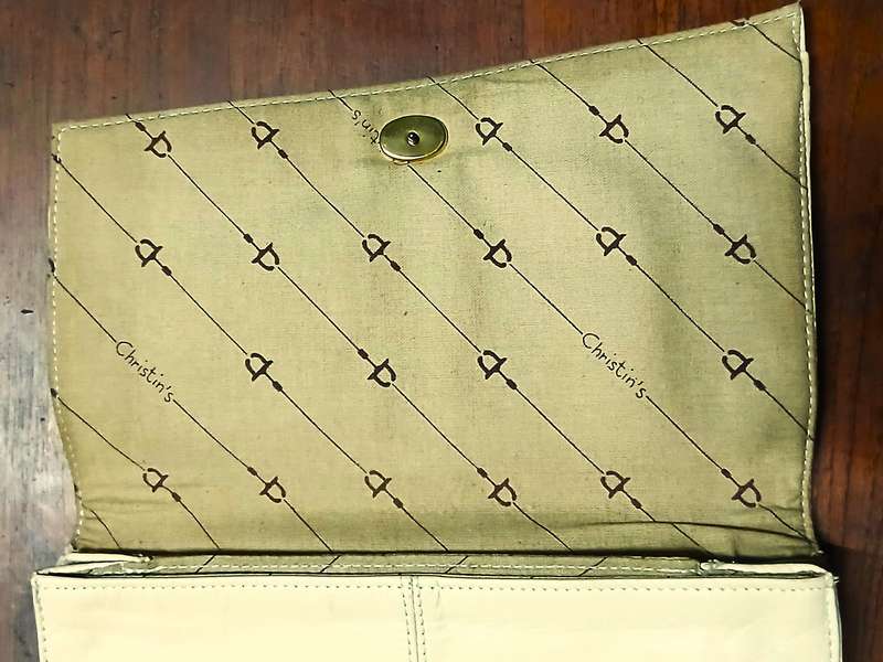 Vintage 1970s Christin Genuine Leather Clutch Bag - Cream Coloured & South African Crafted