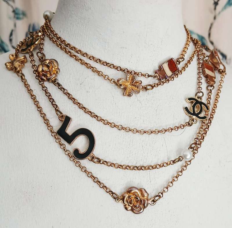 Coco Chanel Inspired Sautoir Necklace with Iconic Charms & Versatile Length