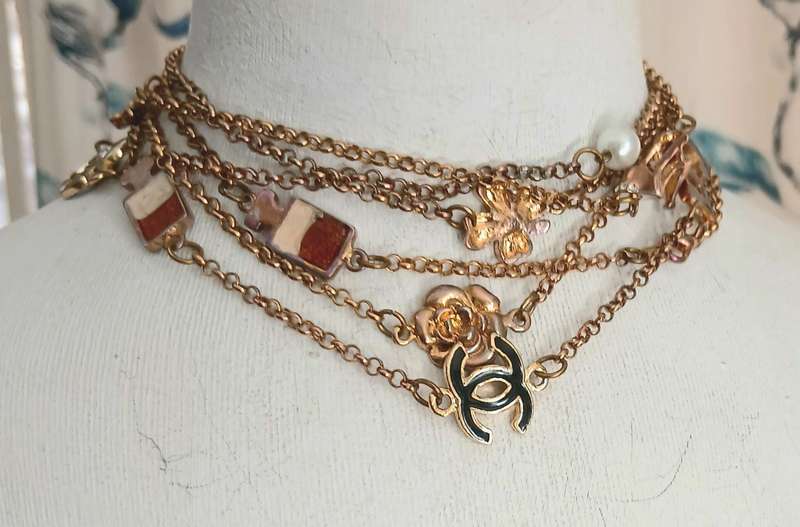 Coco Chanel Inspired Sautoir Necklace with Iconic Charms & Versatile Length