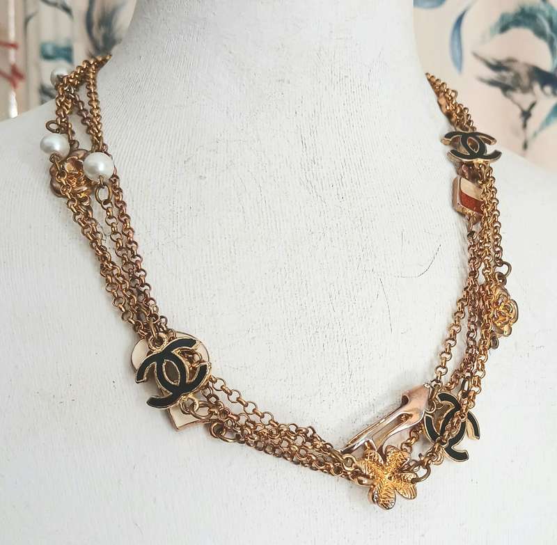 Coco Chanel Inspired Sautoir Necklace with Iconic Charms & Versatile Length
