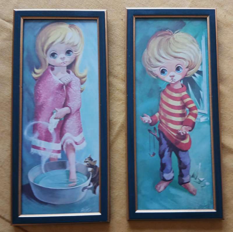 Charming Vintage D Golding 'Moppets' Prints - 1960s Framed Art