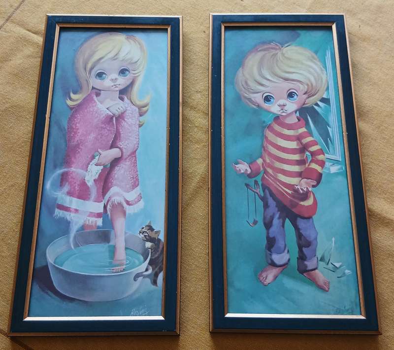 Charming Vintage D Golding 'Moppets' Prints - 1960s Framed Art