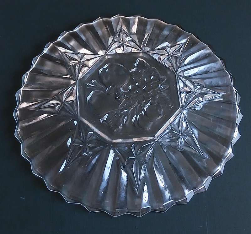 Vintage Federal Glass 'Pioneer Pattern' Clear Glass Plate