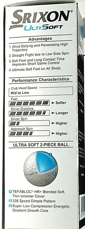 New Srixon UltiSoft Soft White Golf Balls  Pack of 6