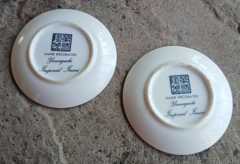 Pair of Vintage Yamaguchin Imperial Imari Hand-Decorated Pin Dishes