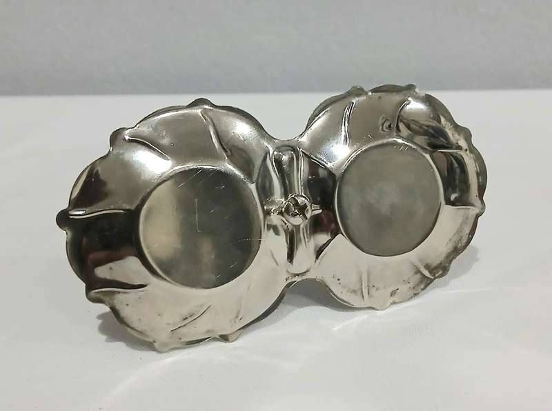 Vintage Silver-Plated and Cobalt Blue Glass Salt and Pepper Set with Ornate Caddy