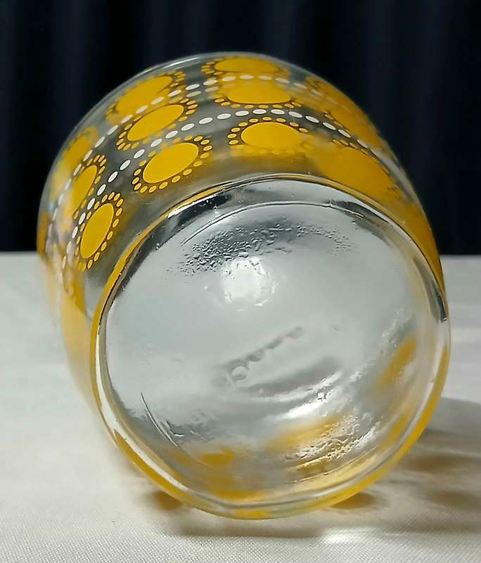 Vintage Retro French Glass Carafe | 1970s Yellow Sunburst Design with Stopper | Pop Art Barware