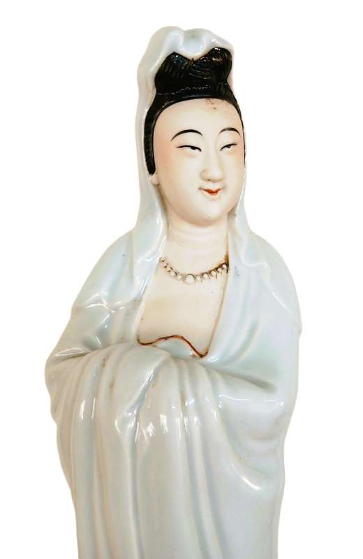 Guanyin Porcelain Goddess Figure | Authentic Shiwan Ware | Vintage Chinese Bodhisattva of Mercy 35cm
