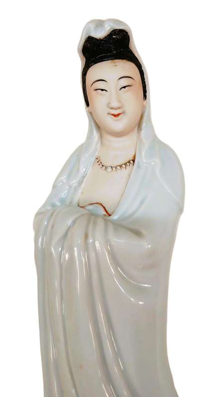 Guanyin Porcelain Goddess Figure | Authentic Shiwan Ware | Vintage Chinese Bodhisattva of Mercy 35cm