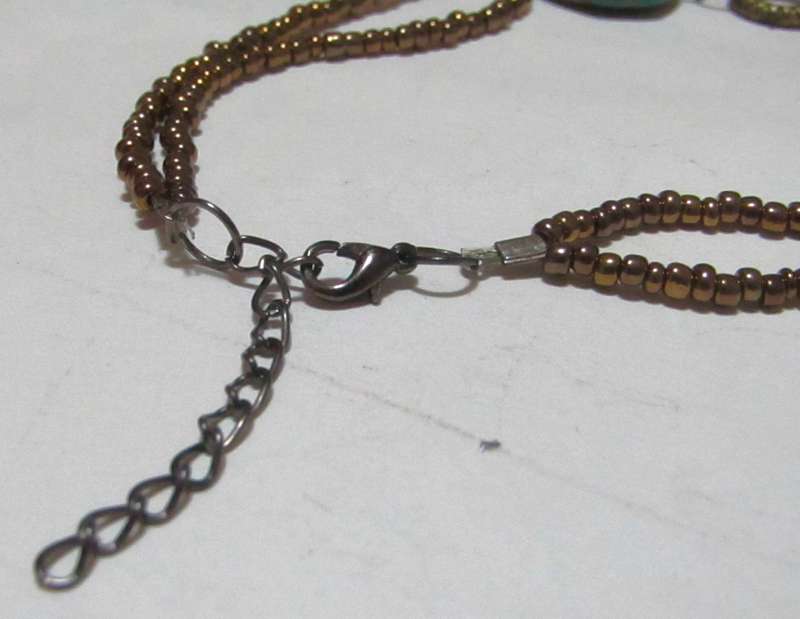 Vintage Hand-Made Antique Brass-Tone and Turquoise Pendant Necklace